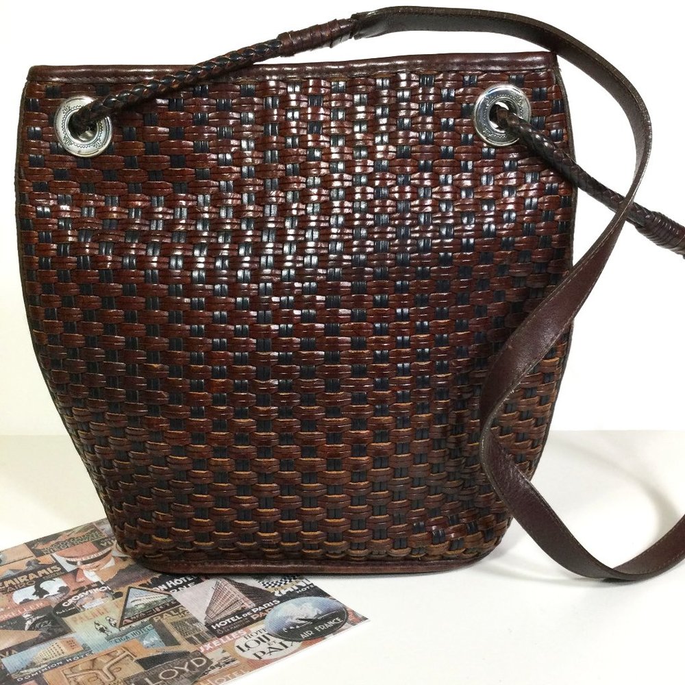 Brighton Brown Woven Leather Bucket Bag